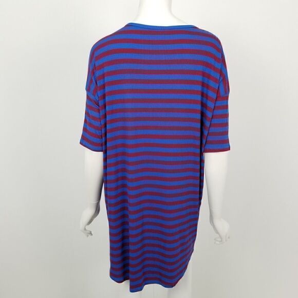 Lularoe Womens Size Medium Blue & Red Striped Ribbed Knit Irma Tunic Top NWT - Picture 6 of 6